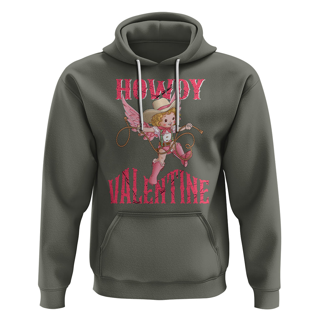 Howdy Valentine's Day Hoodie Cupid Retro Western Cowgirl Cowboy TS09 Military Green Printyourwear