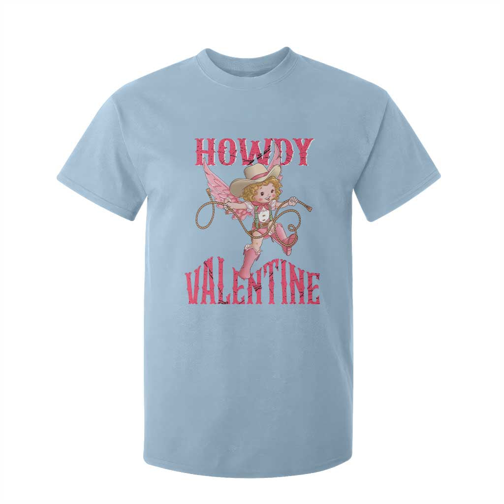 Howdy Valentine's Day T Shirt For Kid Cupid Retro Western Cowgirl Cowboy TS09 Light Blue Print Your Wear