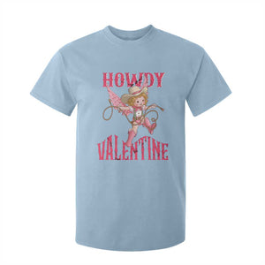 Howdy Valentine's Day T Shirt For Kid Cupid Retro Western Cowgirl Cowboy TS09 Light Blue Print Your Wear