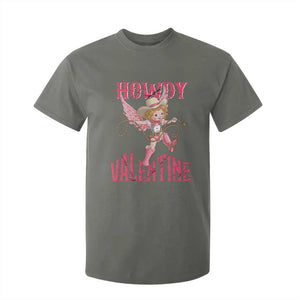 Howdy Valentine's Day T Shirt For Kid Cupid Retro Western Cowgirl Cowboy TS09 Military Green Print Your Wear
