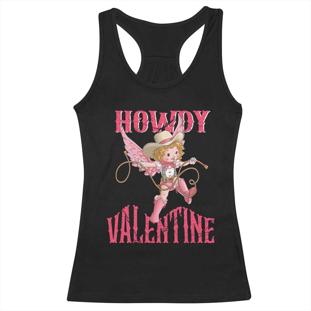 Howdy Valentine's Day Racerback Tank Top Cupid Retro Western Cowgirl Cowboy TS09 Black Print Your Wear