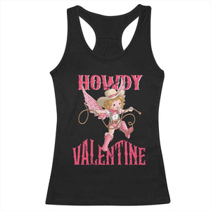 Howdy Valentine's Day Racerback Tank Top Cupid Retro Western Cowgirl Cowboy TS09 Black Print Your Wear