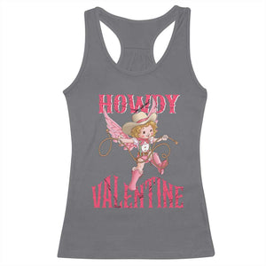 Howdy Valentine's Day Racerback Tank Top Cupid Retro Western Cowgirl Cowboy TS09 Charcoal Print Your Wear
