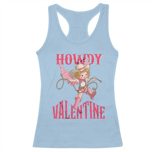 Howdy Valentine's Day Racerback Tank Top Cupid Retro Western Cowgirl Cowboy TS09 Light Blue Print Your Wear