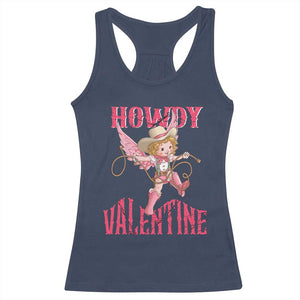 Howdy Valentine's Day Racerback Tank Top Cupid Retro Western Cowgirl Cowboy TS09 Navy Print Your Wear