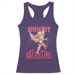 Howdy Valentine's Day Racerback Tank Top Cupid Retro Western Cowgirl Cowboy TS09 Purple Print Your Wear