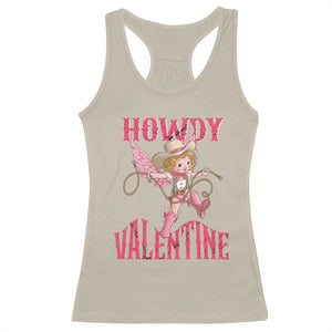 Howdy Valentine's Day Racerback Tank Top Cupid Retro Western Cowgirl Cowboy TS09 Sand Print Your Wear