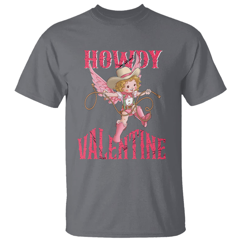 Howdy Valentine's Day T Shirt Cupid Retro Western Cowgirl Cowboy TS09 Charcoal Printyourwear