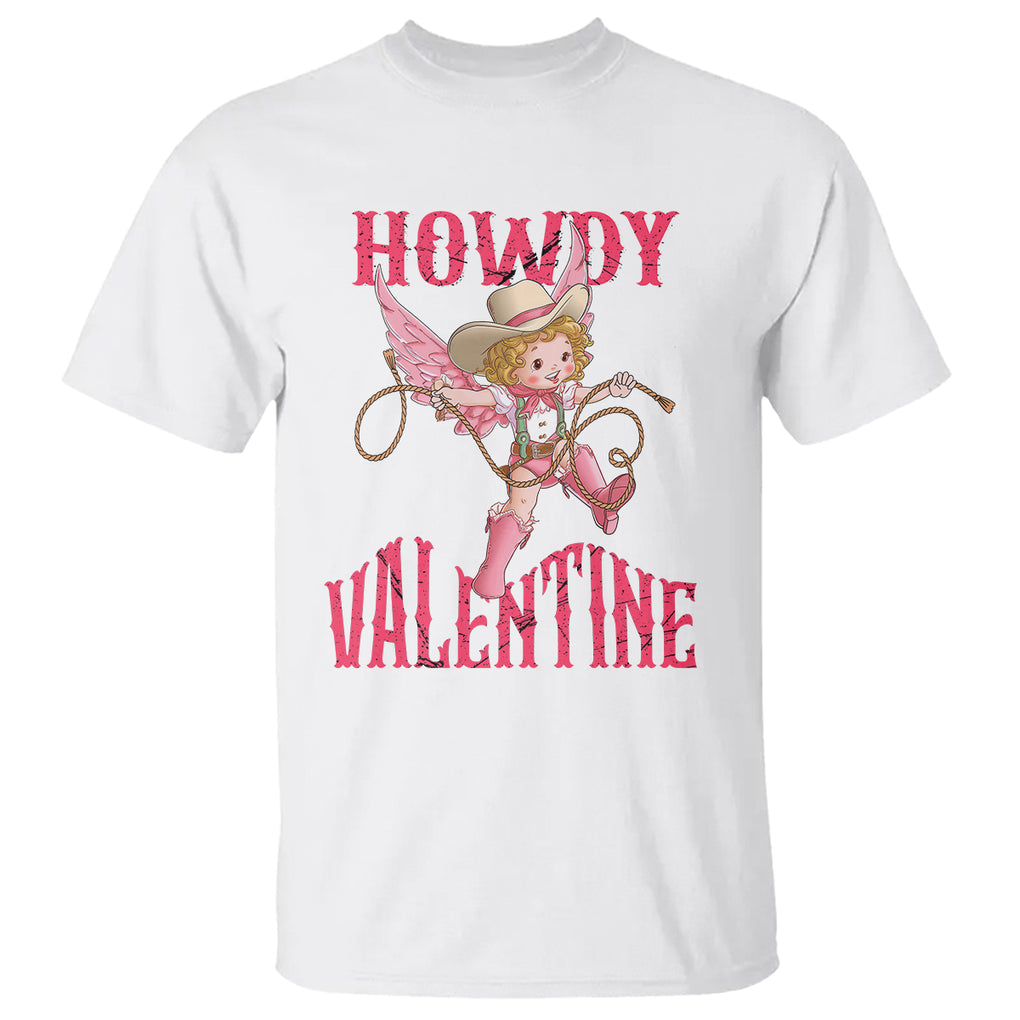 Howdy Valentine's Day T Shirt Cupid Retro Western Cowgirl Cowboy TS09 White Printyourwear