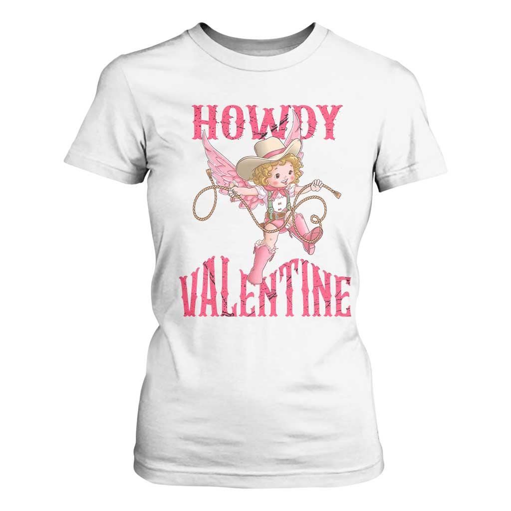 Howdy Valentine's Day T Shirt For Women Cupid Retro Western Cowgirl Cowboy TS09 White Print Your Wear