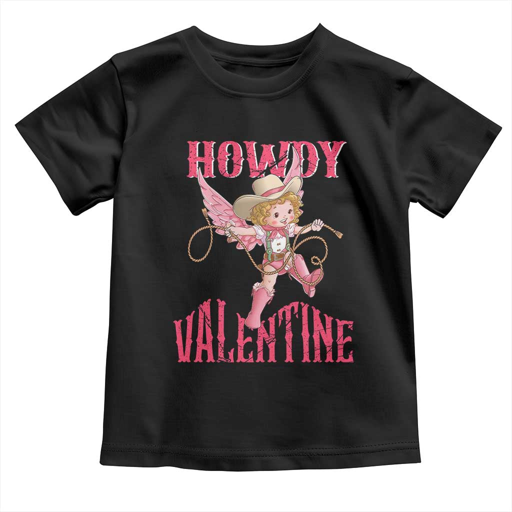Howdy Valentine's Day Toddler T Shirt Cupid Retro Western Cowgirl Cowboy TS09 Black Print Your Wear