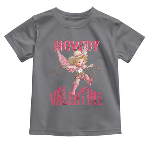 Howdy Valentine's Day Toddler T Shirt Cupid Retro Western Cowgirl Cowboy TS09 Charcoal Print Your Wear