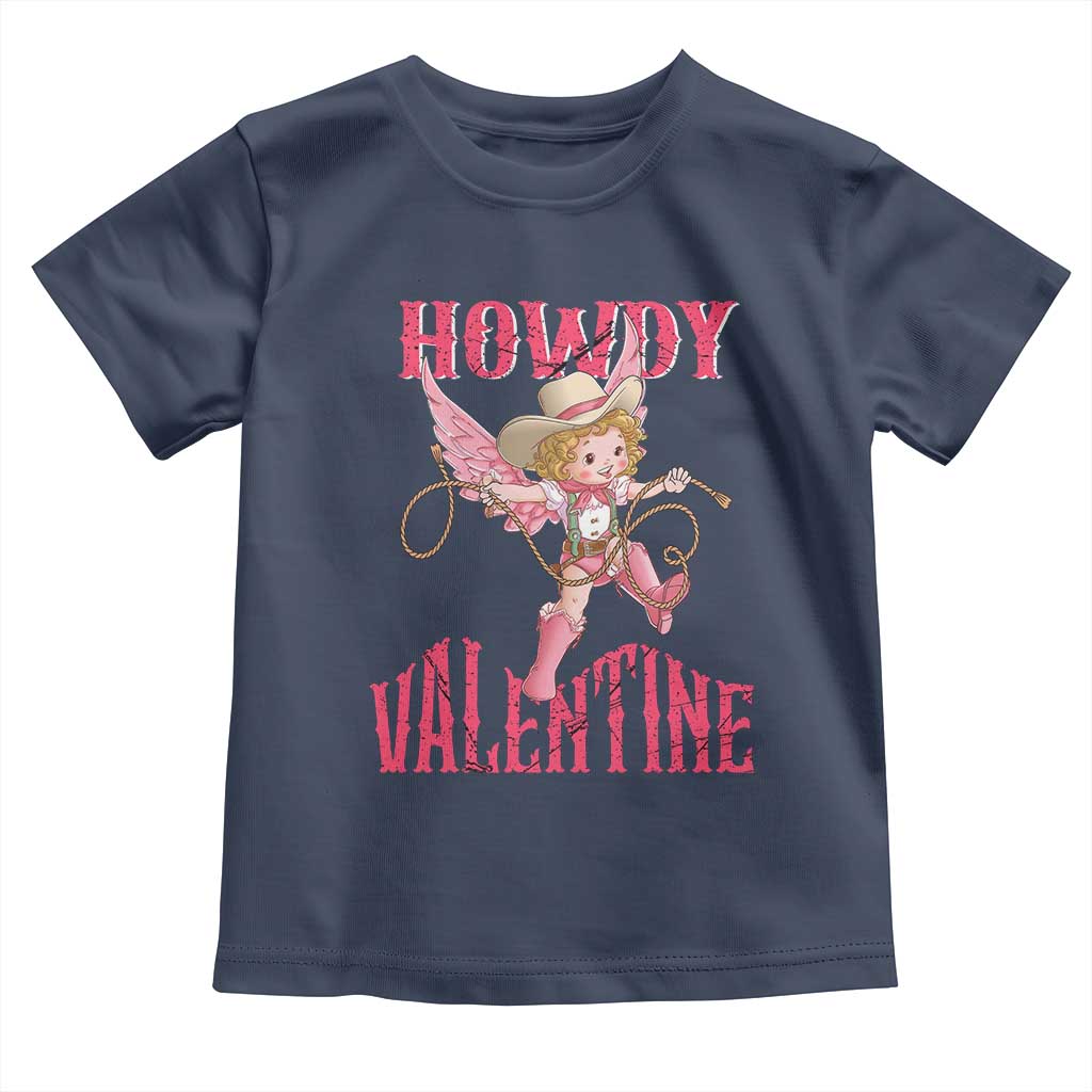 Howdy Valentine's Day Toddler T Shirt Cupid Retro Western Cowgirl Cowboy TS09 Navy Print Your Wear