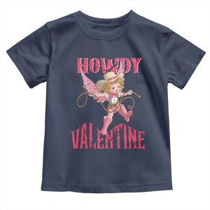 Howdy Valentine's Day Toddler T Shirt Cupid Retro Western Cowgirl Cowboy TS09 Navy Print Your Wear