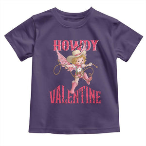 Howdy Valentine's Day Toddler T Shirt Cupid Retro Western Cowgirl Cowboy TS09 Purple Print Your Wear