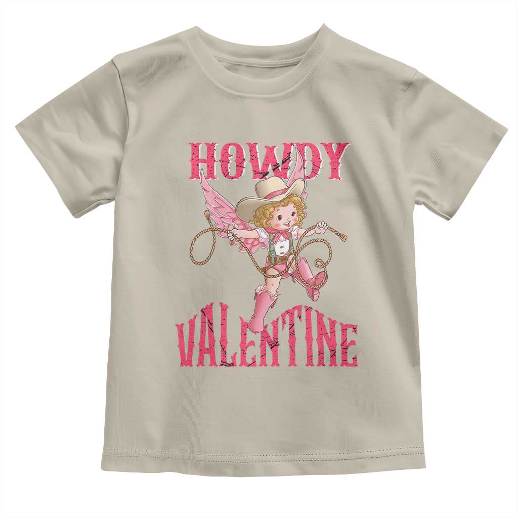 Howdy Valentine's Day Toddler T Shirt Cupid Retro Western Cowgirl Cowboy TS09 Sand Print Your Wear
