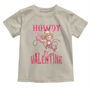 Howdy Valentine's Day Toddler T Shirt Cupid Retro Western Cowgirl Cowboy TS09 Sand Print Your Wear