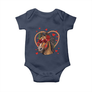 Valentine's Day Baby Onesie Funny Cute Horse Cowboy Western TS09 Navy Print Your Wear