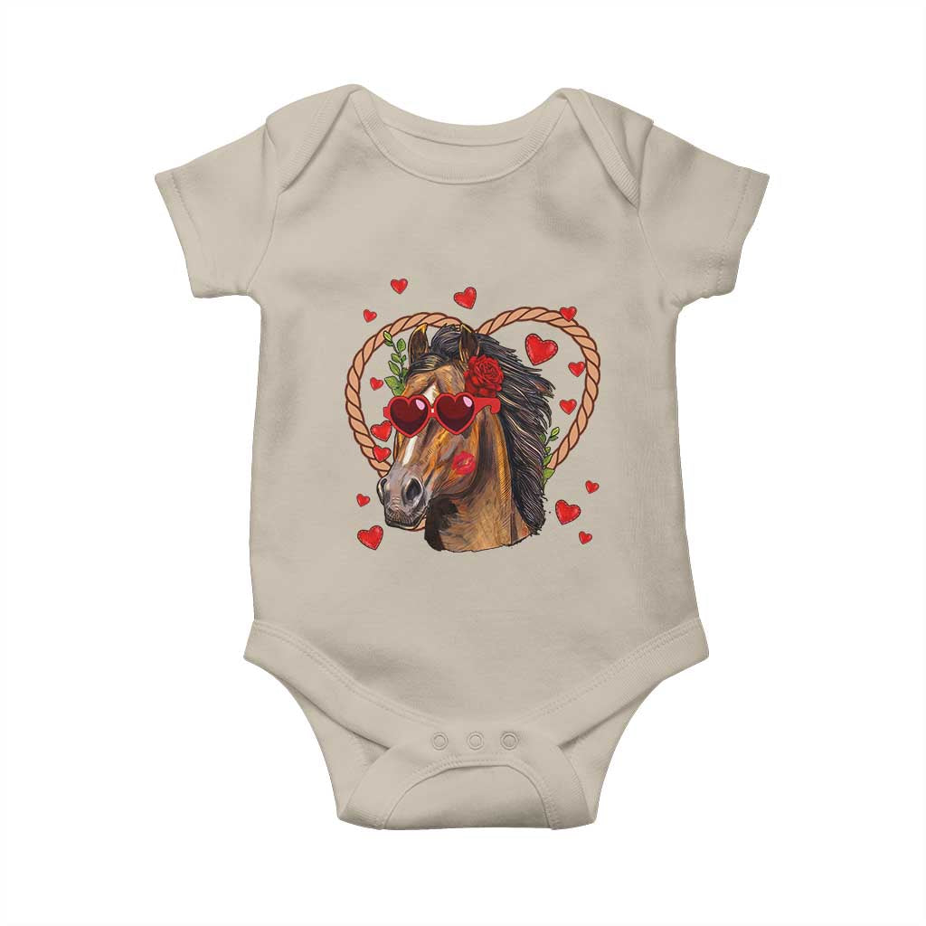 Valentine's Day Baby Onesie Funny Cute Horse Cowboy Western TS09 Sand Print Your Wear