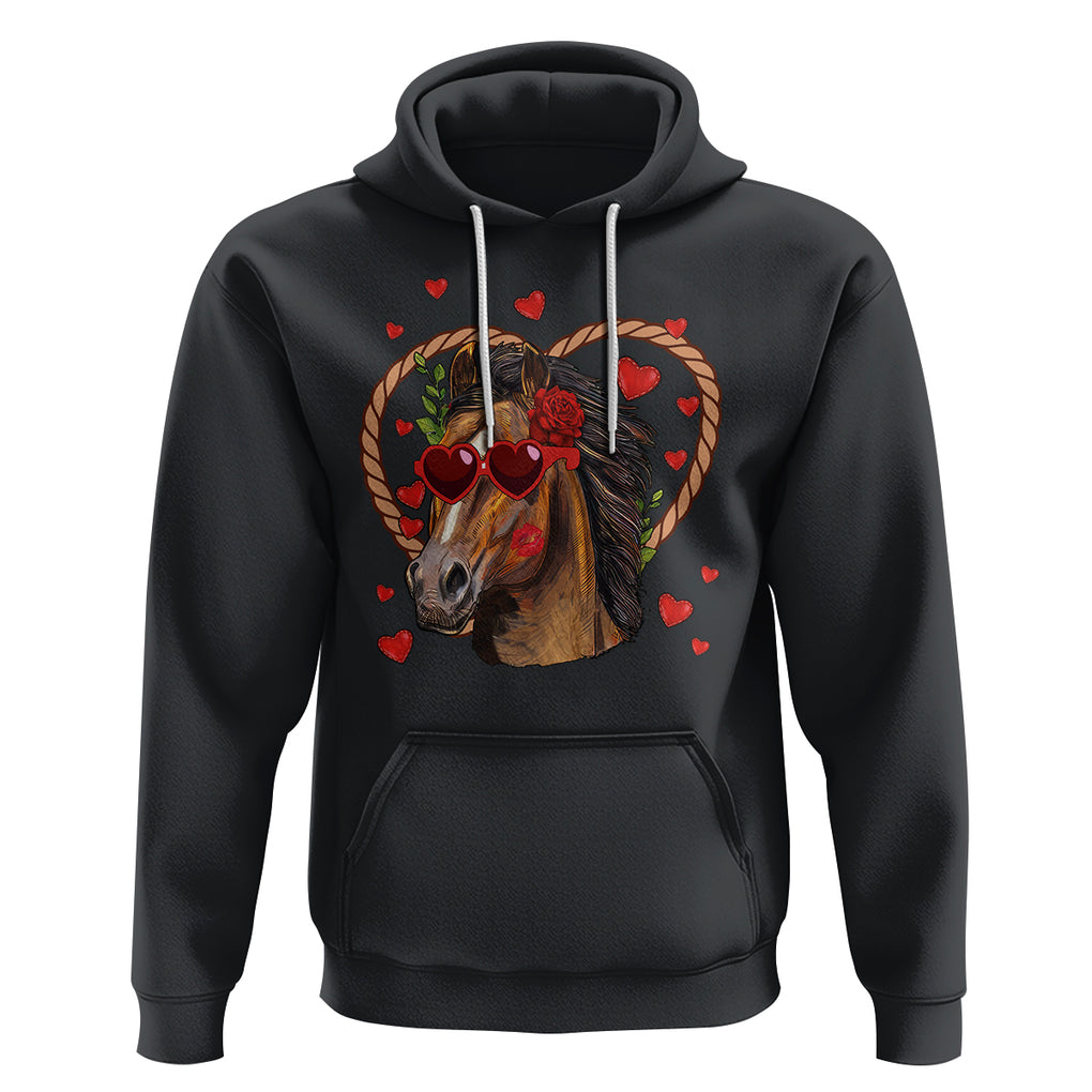 Valentine's Day Hoodie Funny Cute Horse Cowboy Western TS09 Black Printyourwear