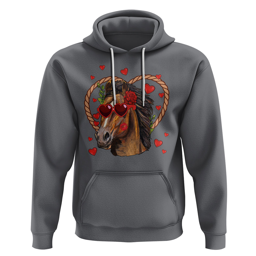 Valentine's Day Hoodie Funny Cute Horse Cowboy Western TS09 Charcoal Printyourwear