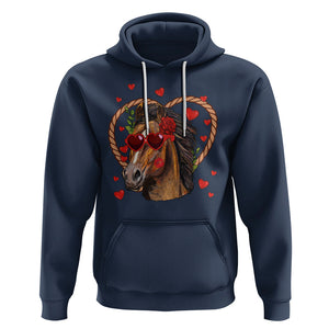 Valentine's Day Hoodie Funny Cute Horse Cowboy Western TS09 Navy Printyourwear