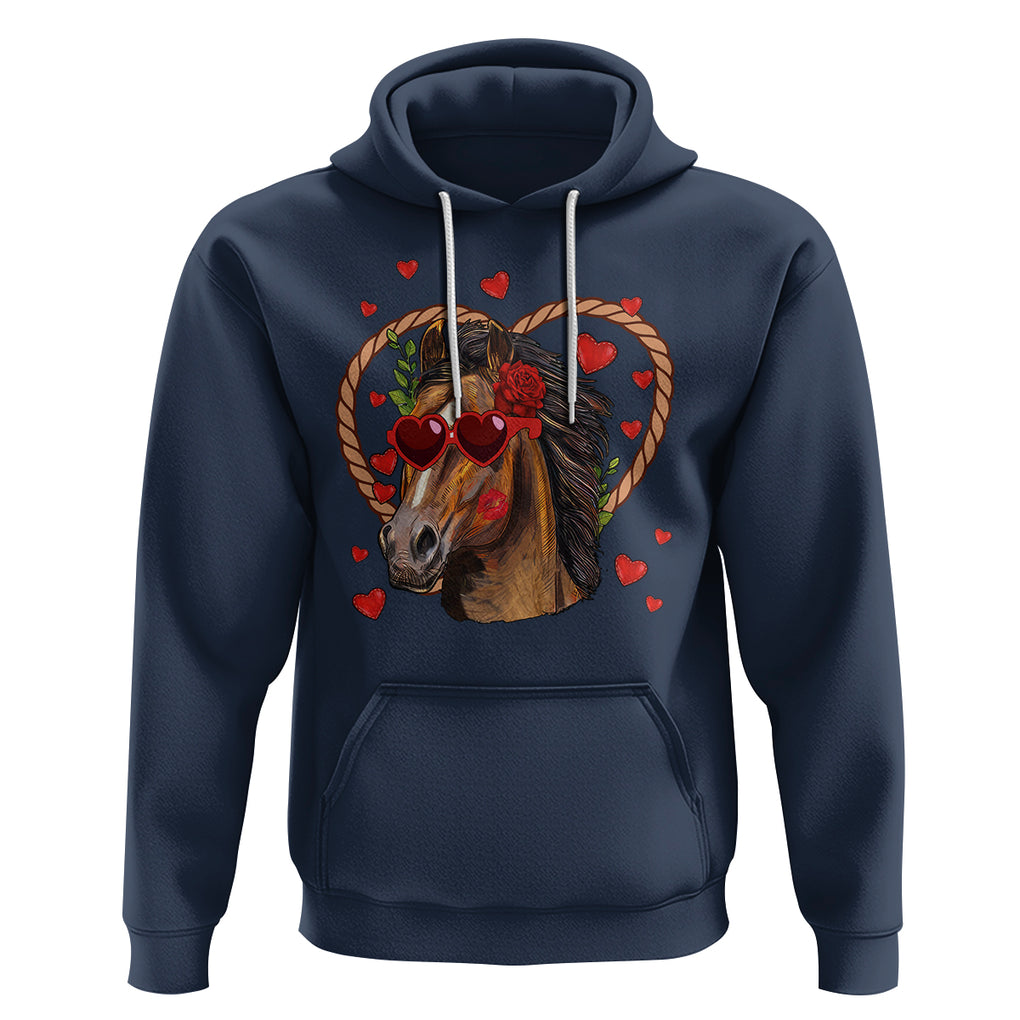 Valentine's Day Hoodie Funny Cute Horse Cowboy Western TS09 Navy Printyourwear