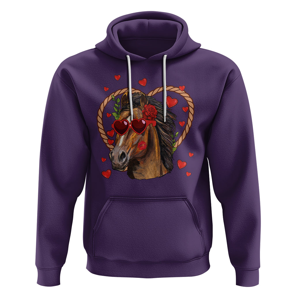 Valentine's Day Hoodie Funny Cute Horse Cowboy Western TS09 Purple Printyourwear