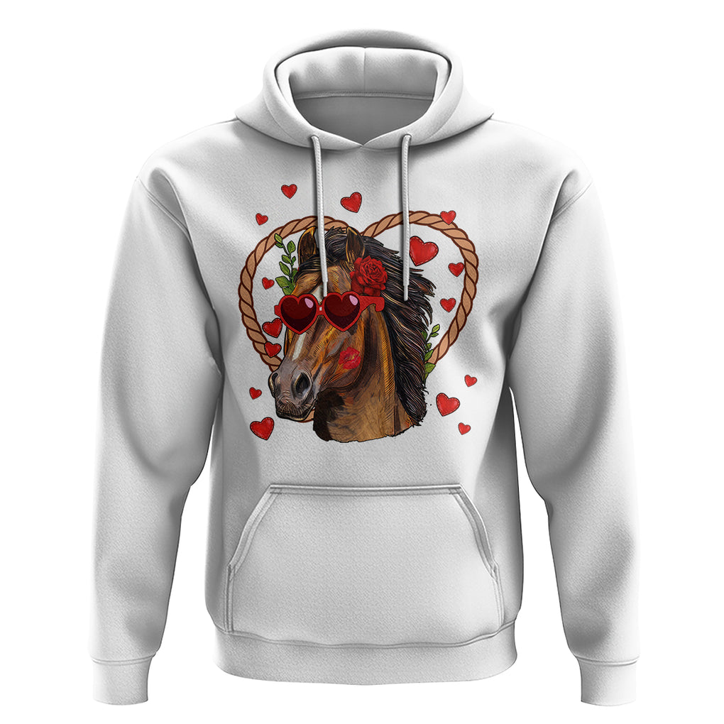 Valentine's Day Hoodie Funny Cute Horse Cowboy Western TS09 White Printyourwear