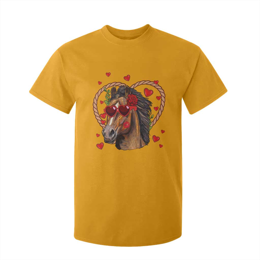 Valentine's Day T Shirt For Kid Funny Cute Horse Cowboy Western TS09 Gold Print Your Wear