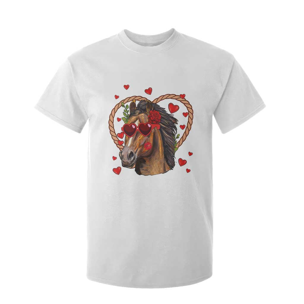 Valentine's Day T Shirt For Kid Funny Cute Horse Cowboy Western TS09 White Print Your Wear