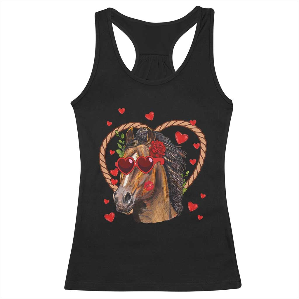 Valentine's Day Racerback Tank Top Funny Cute Horse Cowboy Western TS09 Black Print Your Wear