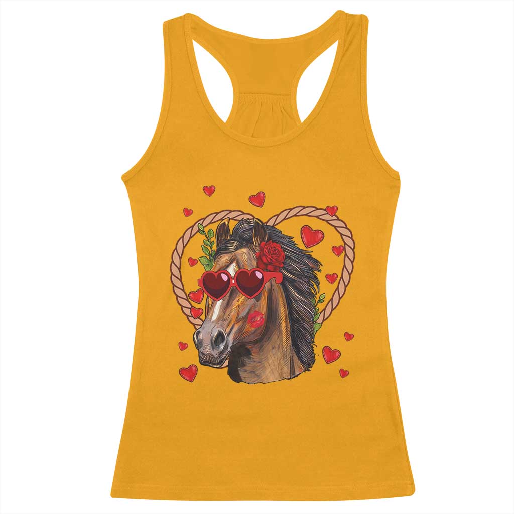 Valentine's Day Racerback Tank Top Funny Cute Horse Cowboy Western TS09 Gold Print Your Wear