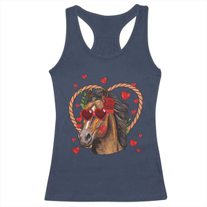 Valentine's Day Racerback Tank Top Funny Cute Horse Cowboy Western TS09 Navy Print Your Wear