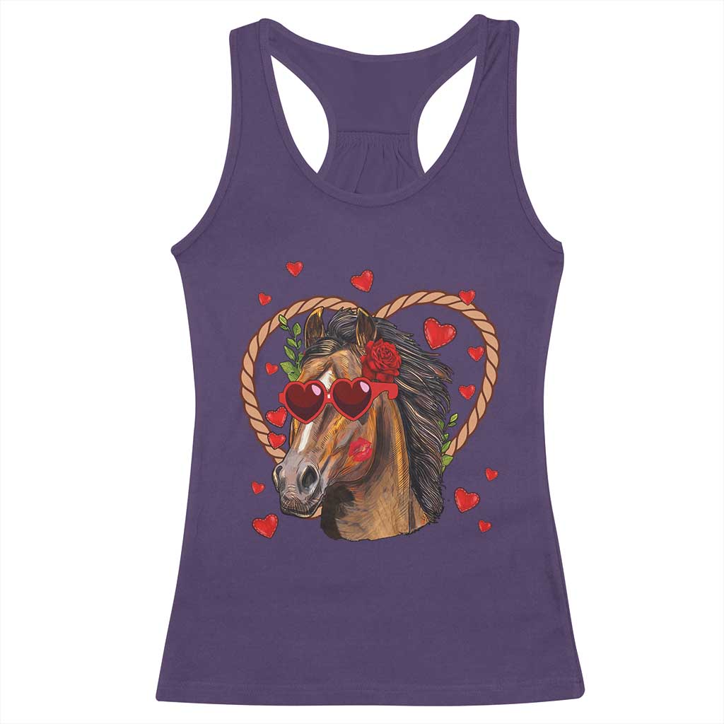 Valentine's Day Racerback Tank Top Funny Cute Horse Cowboy Western TS09 Purple Print Your Wear