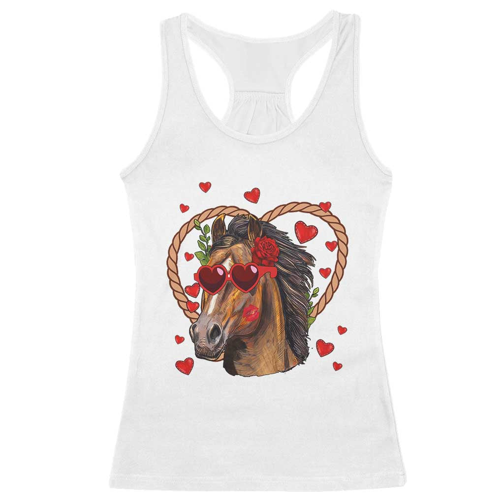 Valentine's Day Racerback Tank Top Funny Cute Horse Cowboy Western TS09 White Print Your Wear
