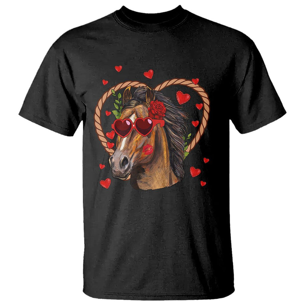 Valentine's Day T Shirt Funny Cute Horse Cowboy Western TS09 Black Printyourwear