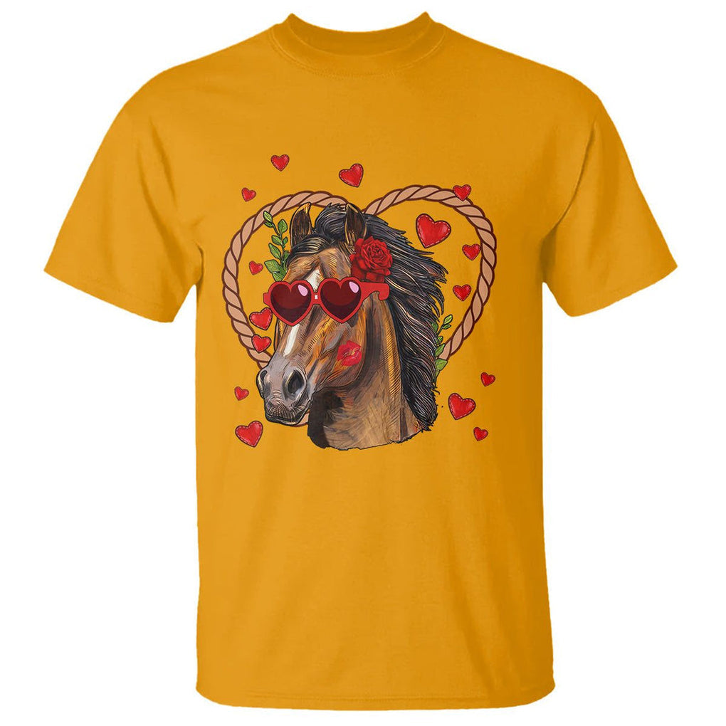 Valentine's Day T Shirt Funny Cute Horse Cowboy Western TS09 Gold Printyourwear