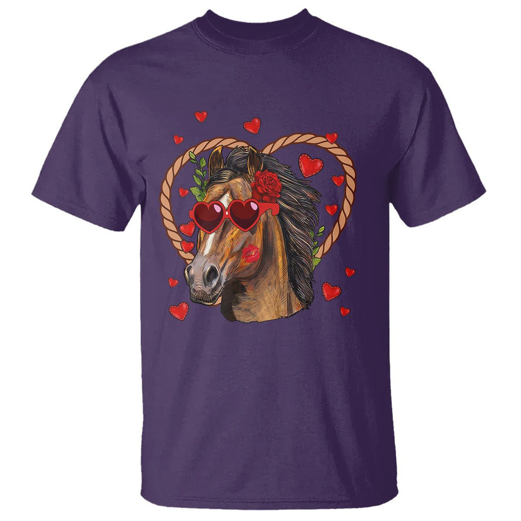Valentine's Day T Shirt Funny Cute Horse Cowboy Western TS09 Purple Printyourwear