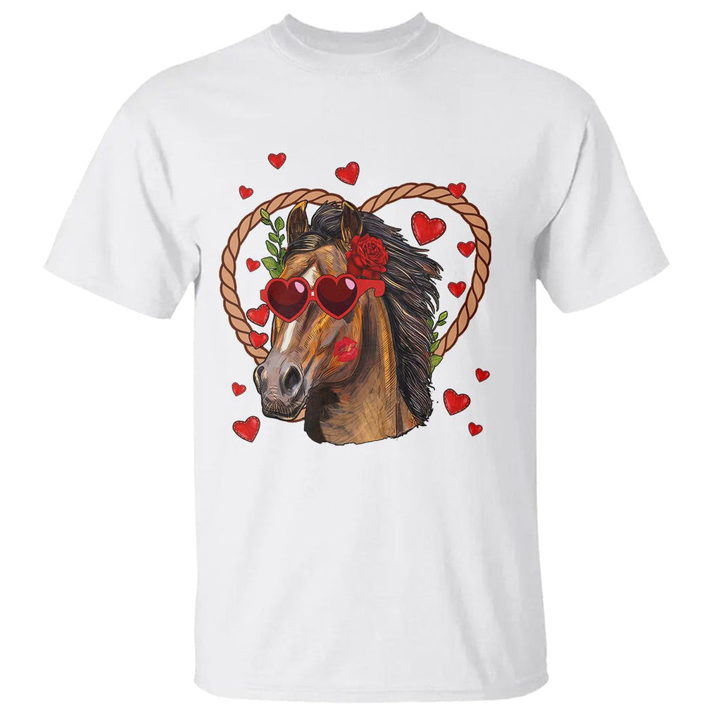 Valentine's Day T Shirt Funny Cute Horse Cowboy Western TS09 White Printyourwear