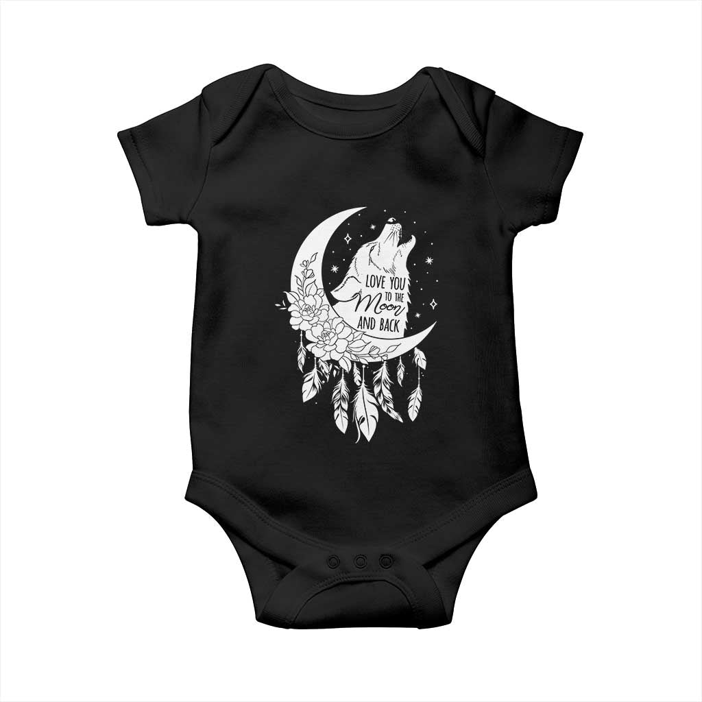 Valentine's Day Baby Onesie Love You To The Moon And Back Wolf TS09 Black Print Your Wear