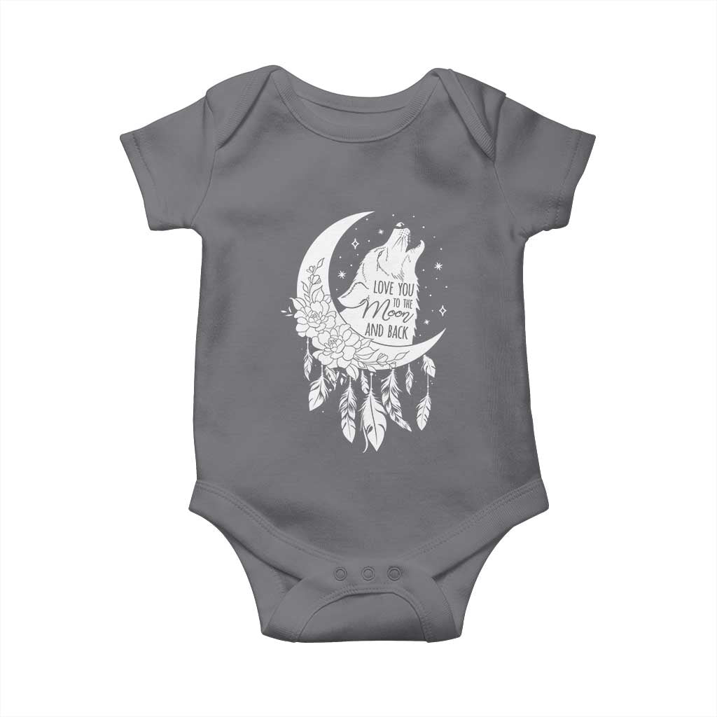 Valentine's Day Baby Onesie Love You To The Moon And Back Wolf TS09 Charcoal Print Your Wear