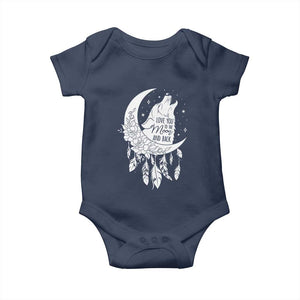 Valentine's Day Baby Onesie Love You To The Moon And Back Wolf TS09 Navy Print Your Wear