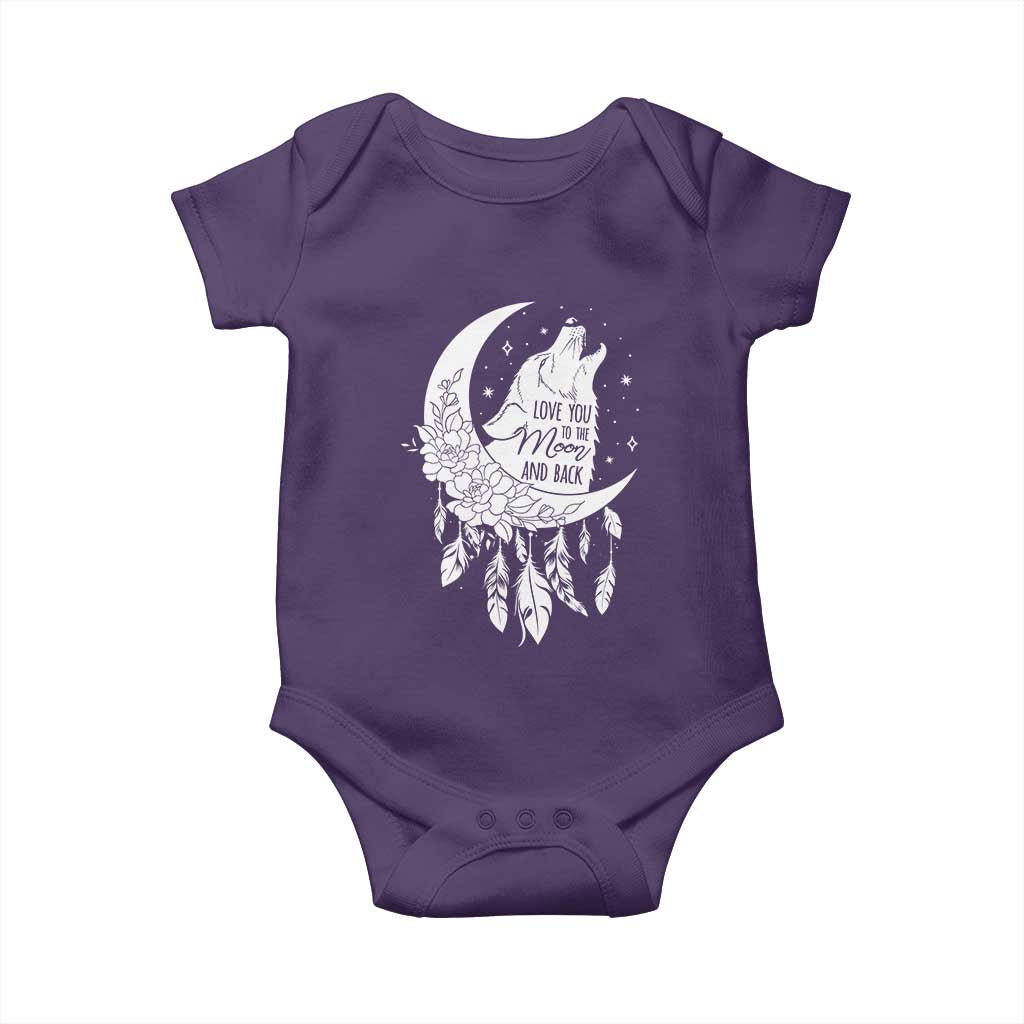 Valentine's Day Baby Onesie Love You To The Moon And Back Wolf TS09 Purple Print Your Wear