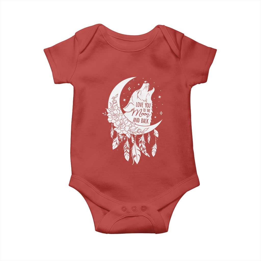 Valentine's Day Baby Onesie Love You To The Moon And Back Wolf TS09 Red Print Your Wear