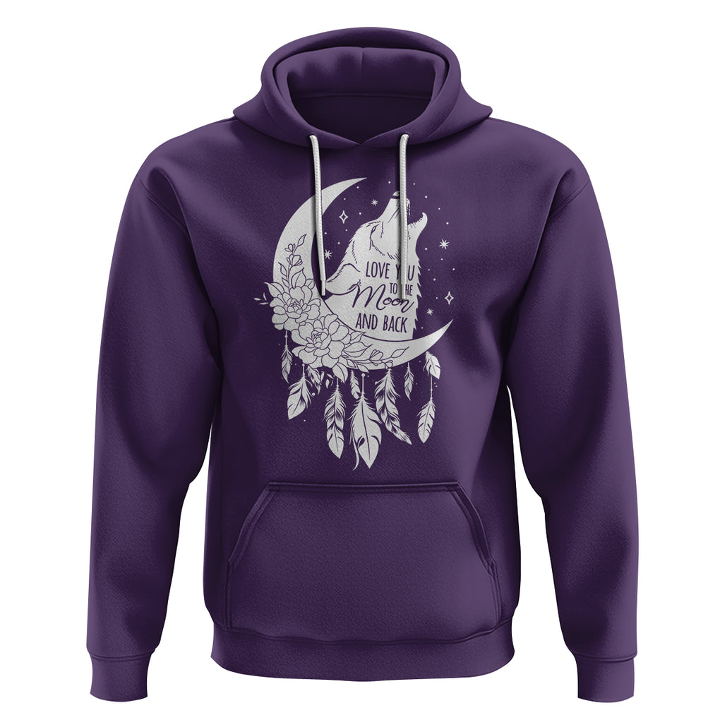 Valentine's Day Hoodie Love You To The Moon And Back Wolf TS09 Purple Printyourwear