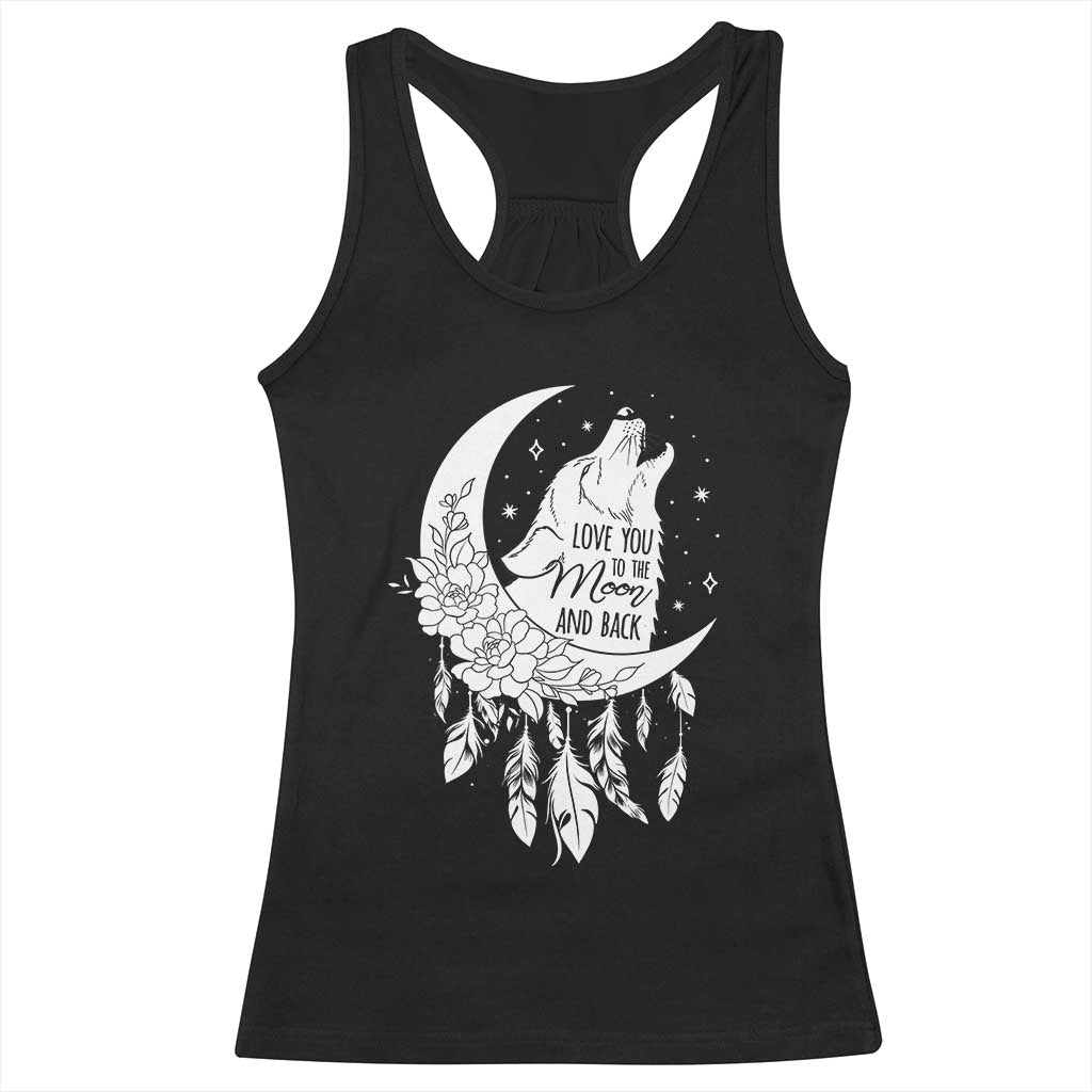 Valentine's Day Racerback Tank Top Love You To The Moon And Back Wolf TS09 Black Print Your Wear