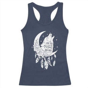 Valentine's Day Racerback Tank Top Love You To The Moon And Back Wolf TS09 Navy Print Your Wear