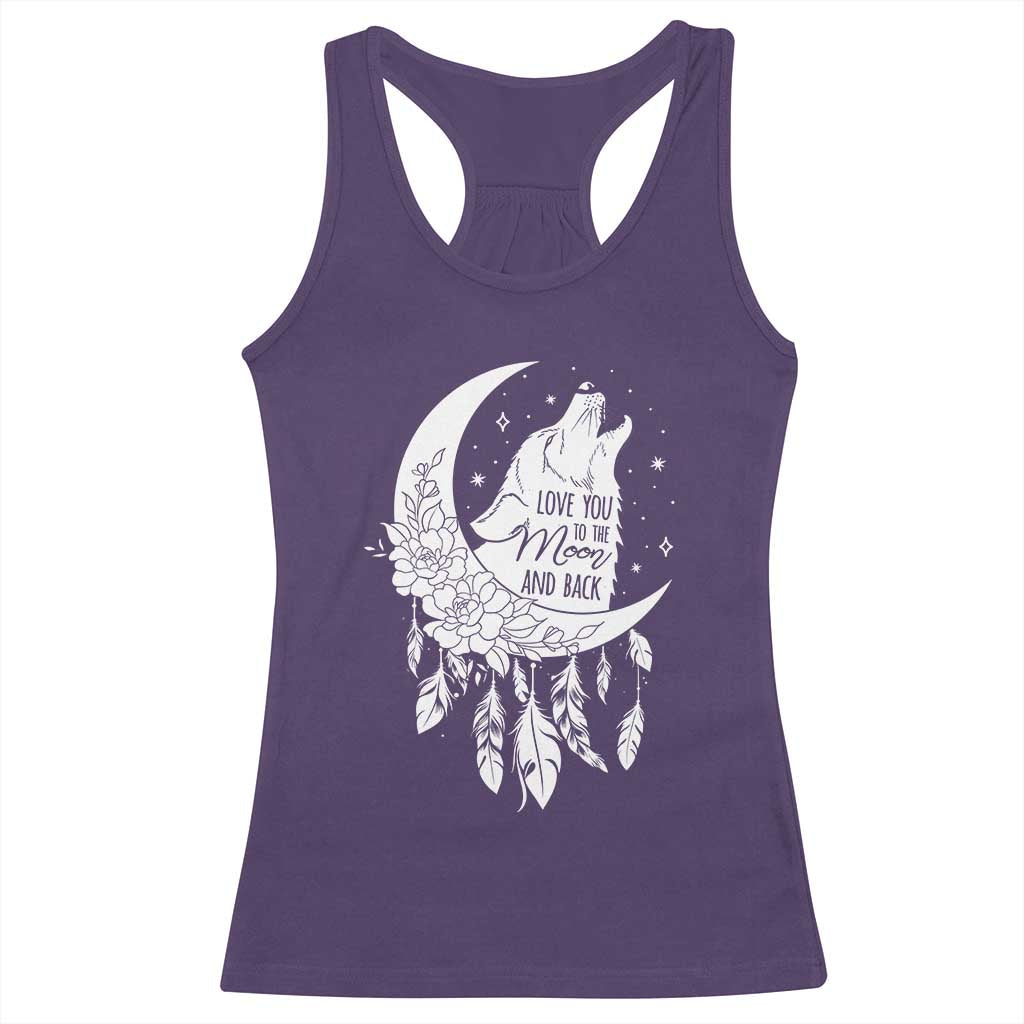 Valentine's Day Racerback Tank Top Love You To The Moon And Back Wolf TS09 Purple Print Your Wear