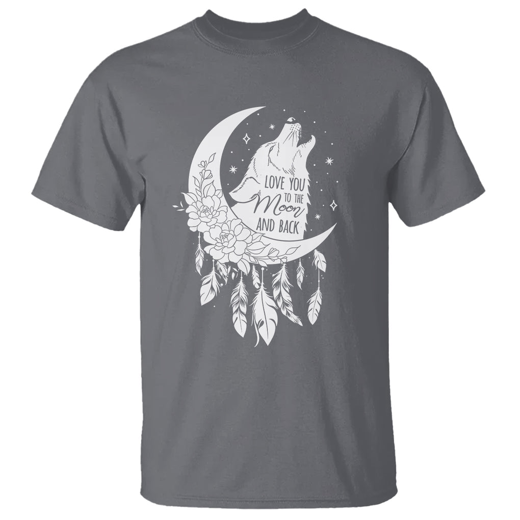 Valentine's Day T Shirt Love You To The Moon And Back Wolf TS09 Charcoal Printyourwear